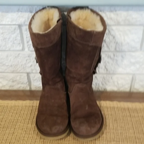 UGG Australia Cargo III 3 Tall Boots Brown Buckle Side Zipper size 7 Style #5132 - Picture 2 of 13